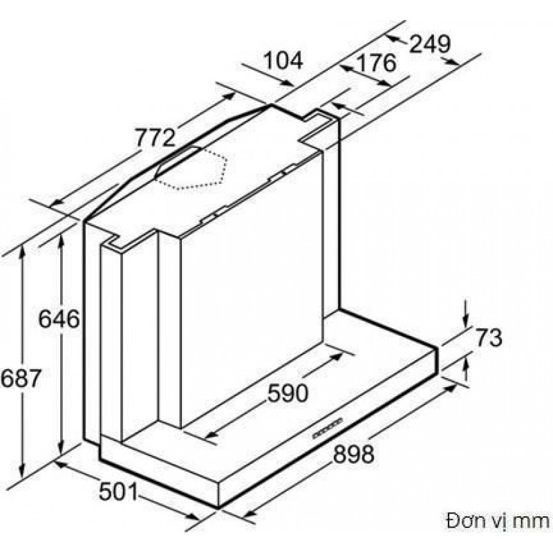 Máy hút mùi ống khói Bosch DWB093553 Black