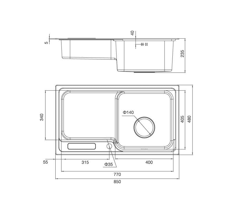 Chậu rửa Malloca MS 1028D