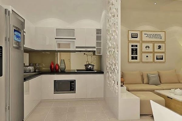 Mẫu thiết kế phòng khách liền bếp nhà ống Mẫu thiết kế phòng khách liền bếp nhà ống