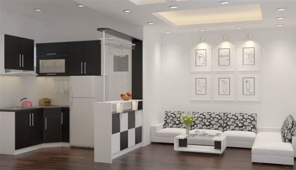 Mẫu thiết kế phòng khách liền bếp nhà ống Mẫu thiết kế phòng khách liền bếp nhà ống