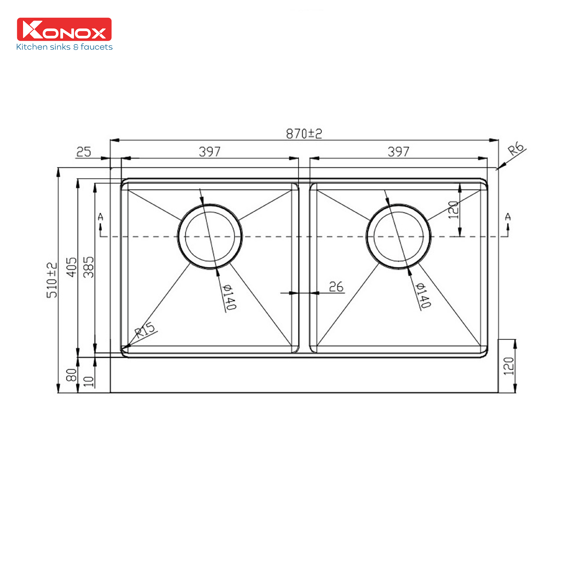 Apron sink KN8750DASiphon, thớt gỗ, roll mat