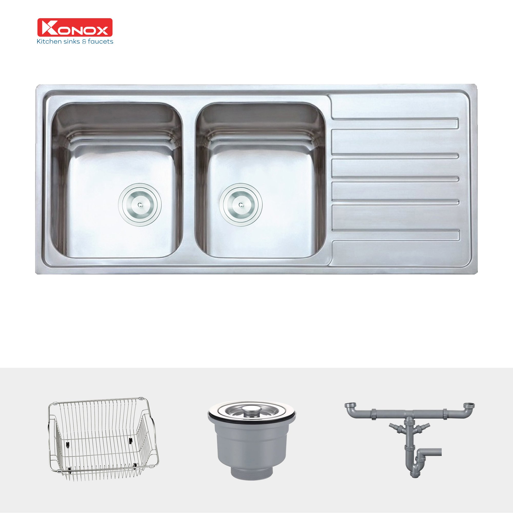 European sink Artusi KS11650 1D – Bàn phảiSiphon, giá úp bát inox