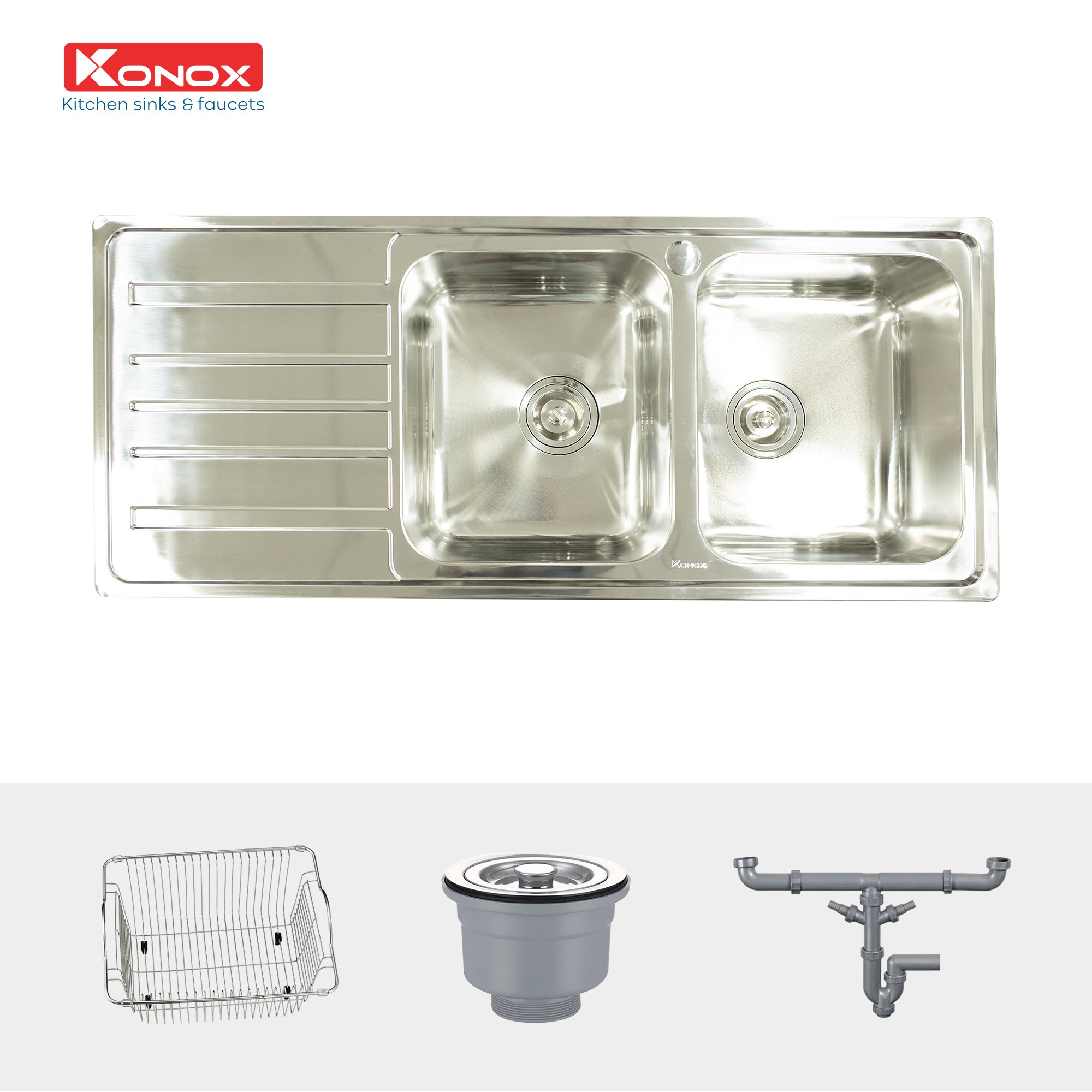 European sink Artusi KS11650 1D – Bàn tráiSiphon, giá úp bát inox