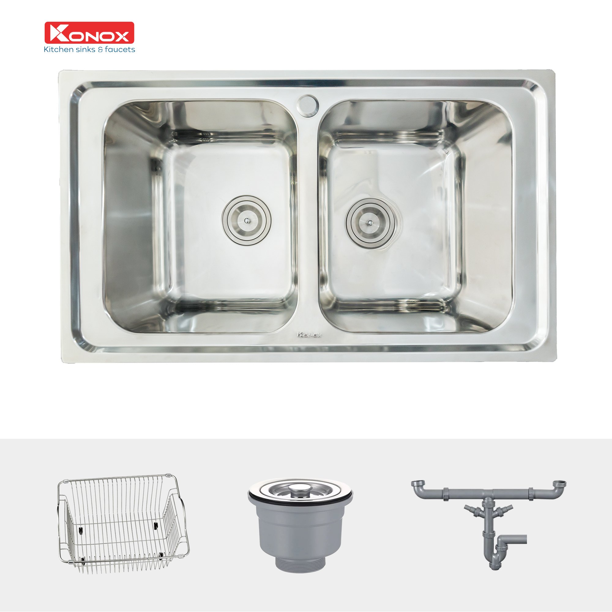 European sink Premium KS8650 2BSiphon, giá úp bát inox