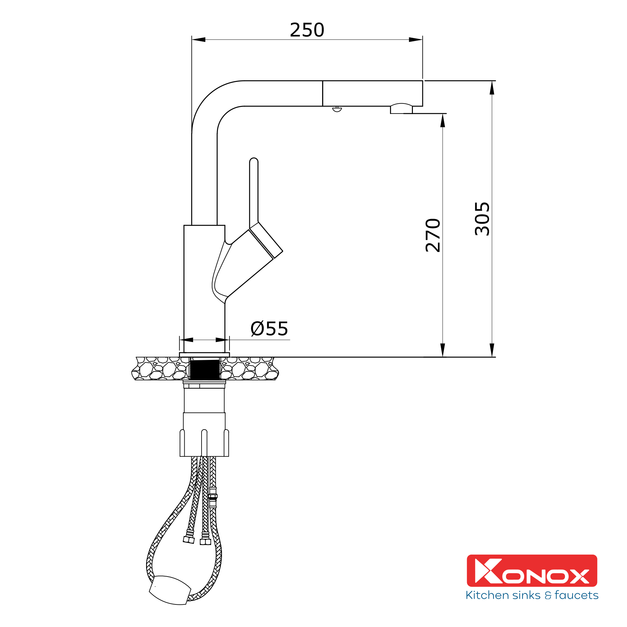 Vòi rửa bát rút dây Artan Nickel