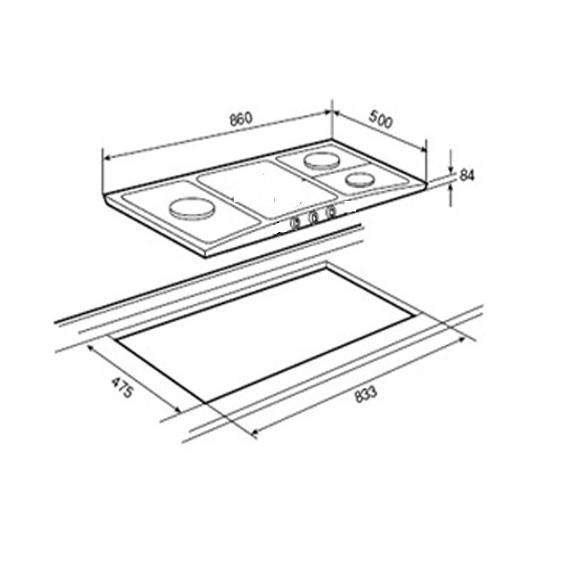 Bếp gas âm Teka EX/90 3G AI AL TR