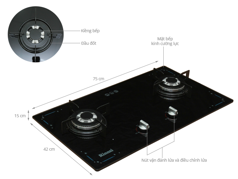 BẾP GAS ÂM RINNAI RVB-212BG 