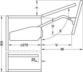 Tay nâng 2 cánh Hafele Free Fold Short F4fs màu xám 493.05.734